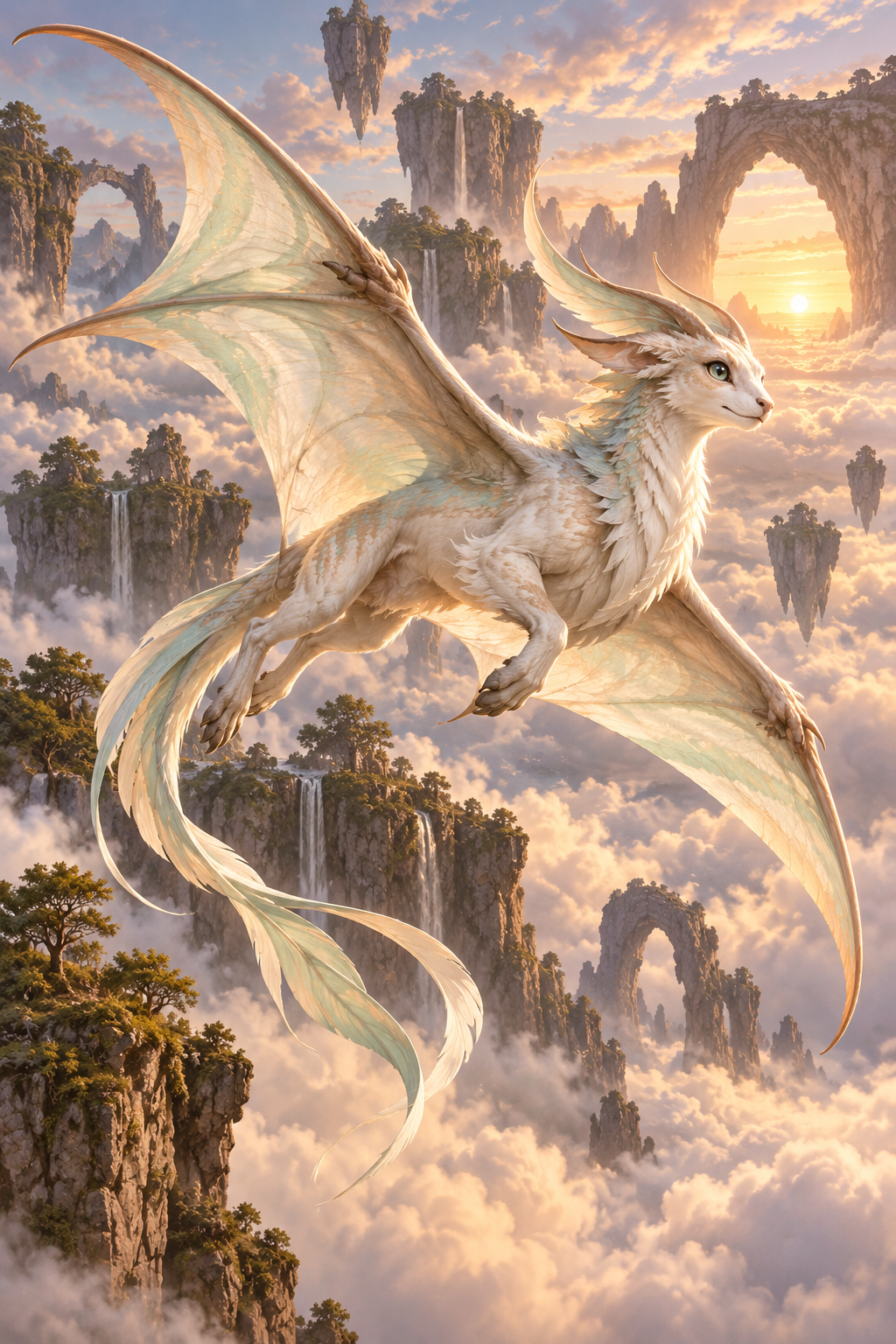 Zephyra flying above the clouds